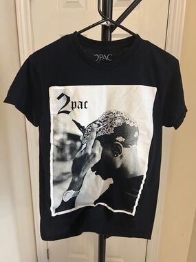 2Pac Black Graphic Short Sleeve Tee